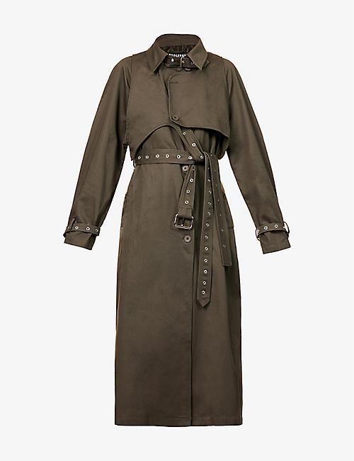 OTTOLINGER: Buckle-embellished brand-patch cotton coat