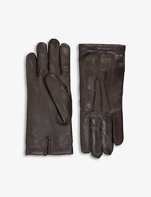 OSCAR JACOBSON: Grained-leather gloves