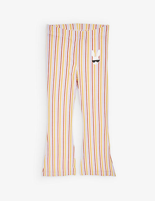 RASPBERRY PLUM: Kendall striped-pattern flared-leg stretch-woven trousers 3-14 years