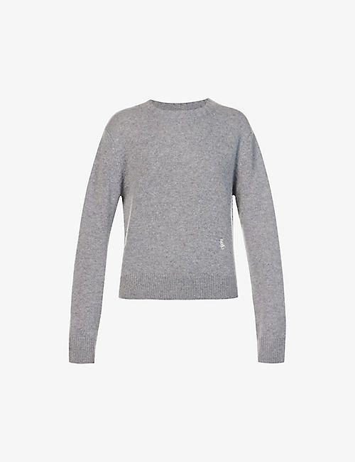 SPORTY & RICH: Logo-embroidered cashmere jumper
