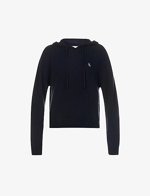 SPORTY & RICH: Logo-embroidered cashmere hoody