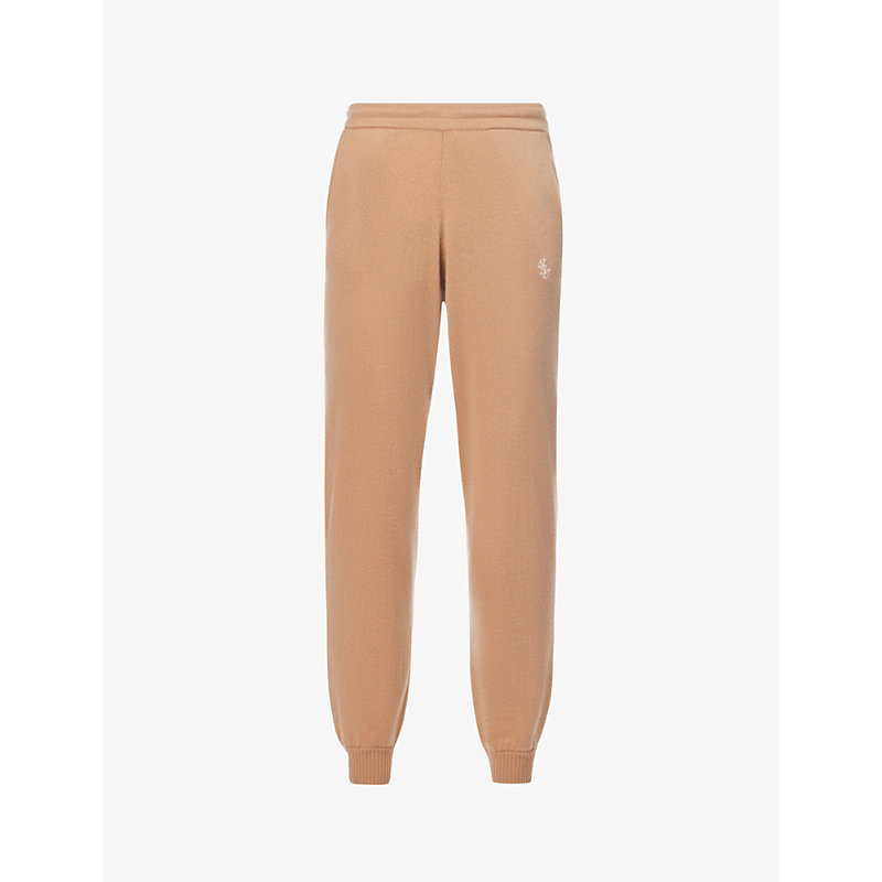 SPORTY AND RICH SPORTY & RICH WOMEN'S CAMEL LOGO-EMBROIDERED CASHMERE JOGGING BOTTOMS,64695465