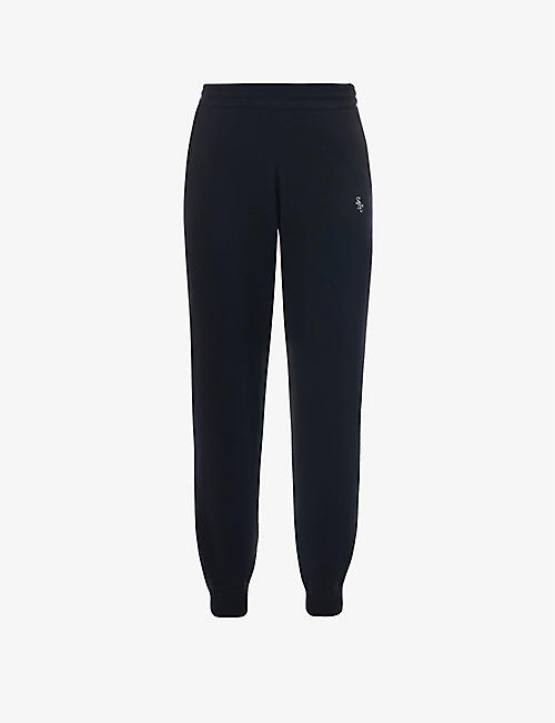 SPORTY & RICH: Logo-embroidered cashmere jogging bottoms