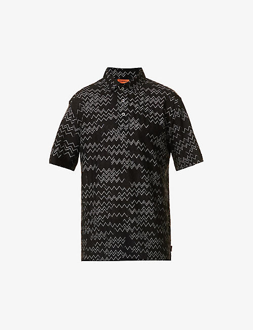 MISSONI: Chevron-knit regular-fit cotton-blend polo shirt