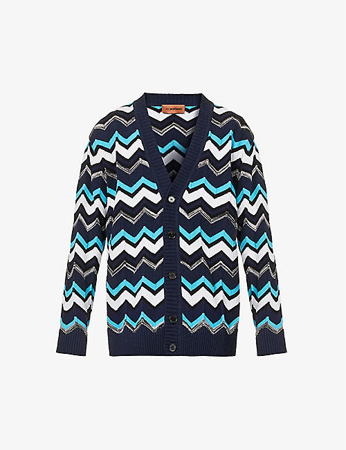 MISSONI: Chevron-patterned relaxed-fit cotton-blend cardigan
