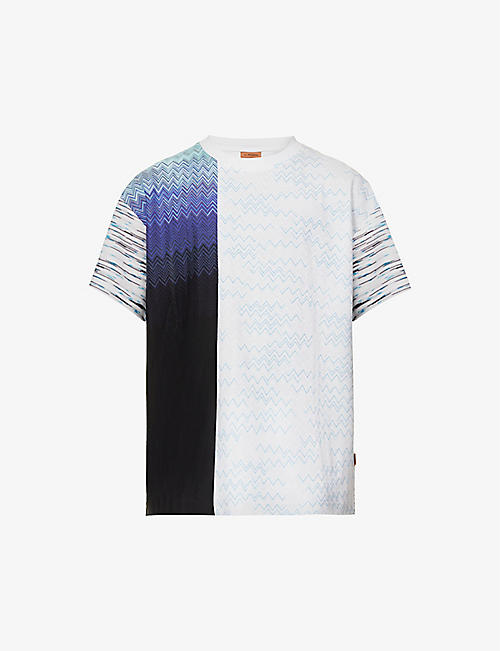 MISSONI: Contrast-pattern regular-fit woven T-shirt