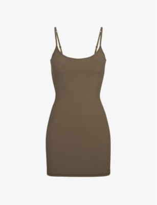 Skims Soft Lounge Stretch-jersey Mini Dress In Army