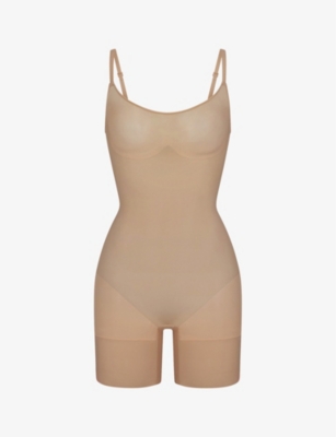 Skims Everyday Sculpt Ruched Stretch-woven Body In Clay