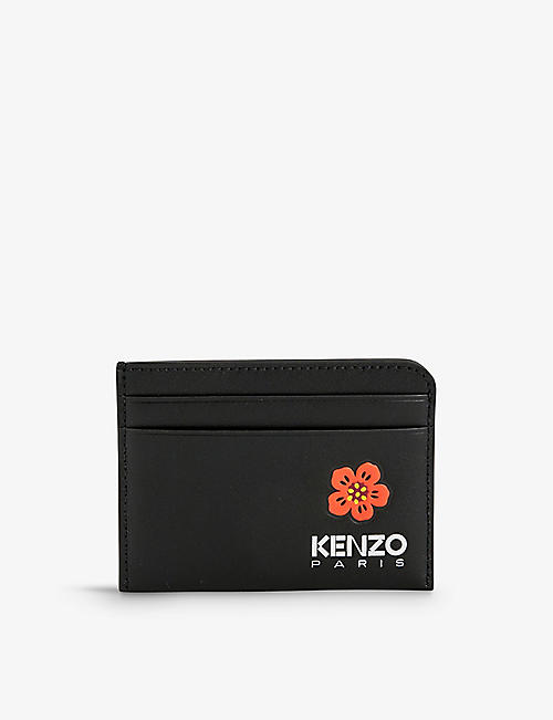KENZO: Crest floral-embossed leather card holder