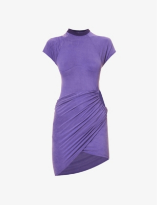 Jacquemus Womens Purple Cut-out Round-neck Stretch-woven Mini Dress