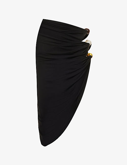 JACQUEMUS: La Jupe Pero bead-embellished stretch-woven midi skirt