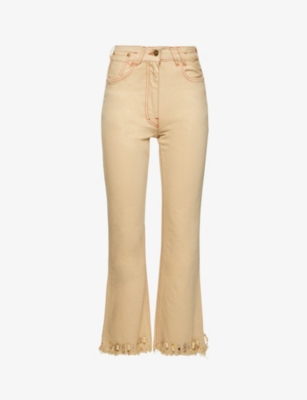 Jacquemus Distressed-effect Flared Jeans In Beige Terracotta