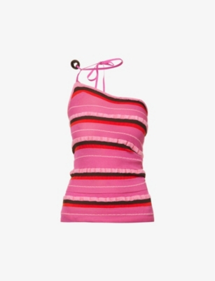 Jacquemus Pink Le Raphia 'la Maille Concha' Camisole In Dark Pink