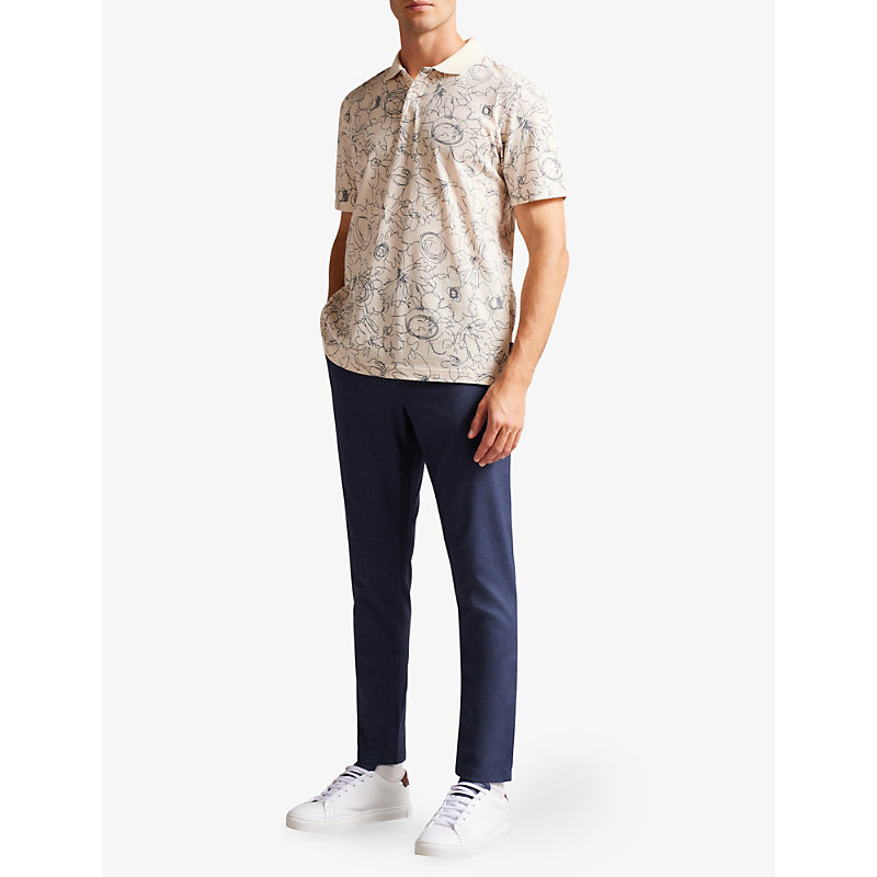 Shop Ted Baker Baren Textured Slim-fit Stretch-woven Trousers In Navy