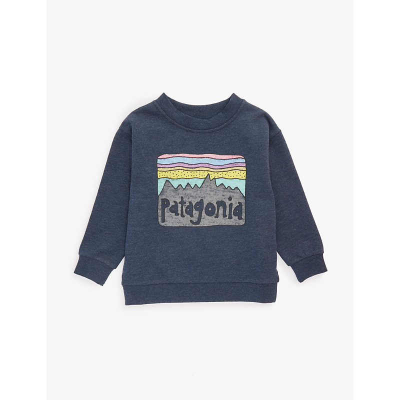 Patagonia Babies'  New Navy Logo-print Organic-cotton-blend Sweatshirt 12 Months - 4 Years