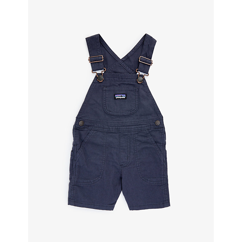 Patagonia Babies'  Smoulder Blue Brand-patch Regular-fit Stretch Organic-cotton Dungarees 6 Months - 4 Years