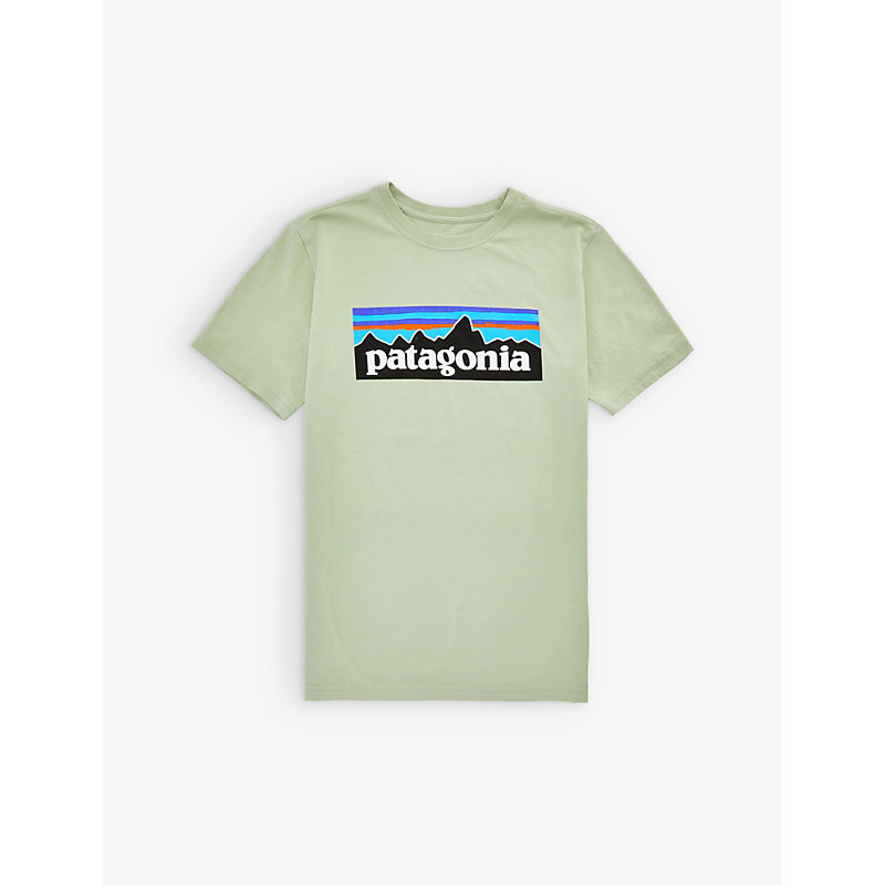 Patagonia Boys Salvia Green Kids Logo-print Organic-cotton T Shirt 5-18 Years