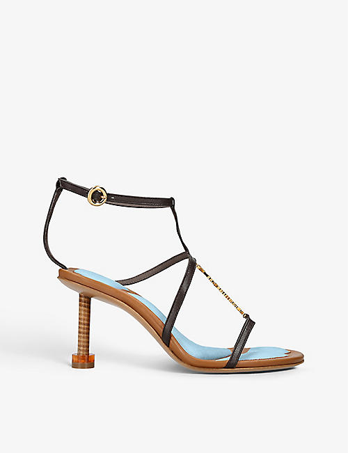 JACQUEMUS: Les Sandales Pralu logo-embellished leather heeled sandals
