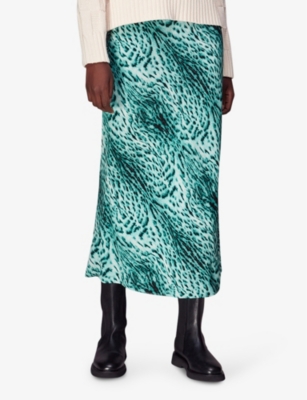 Shop Whistles Women's Multi-coloured Leopard-print Bias Cut Woven Midi Skirt