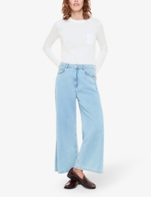 WHISTLES: Long-sleeve crew-neck cotton top