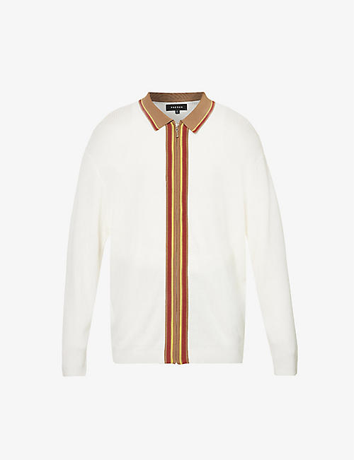 PACSUN: Contrast-stripe relaxed-fit knitted polo shirt