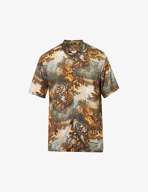 PACSUN: Renaissance abstract-print relaxed-fit woven shirt