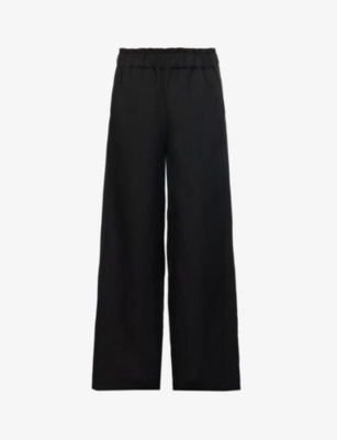 CASA RAKI: Natalia straight high-rise organic-linen trousers