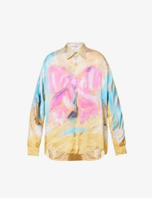ACNE STUDIOS BOW-PRINT DROPPED-SHOULDER RELAXED-FIT WOVEN SHIRT,64727548