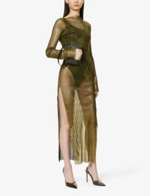 Rhinestone-embellished chainmail maxi dress Amy Lynn