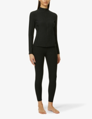 Shop Beyond Yoga Womens Darkest Night Spacedye High-neck Stretch-woven Jacket