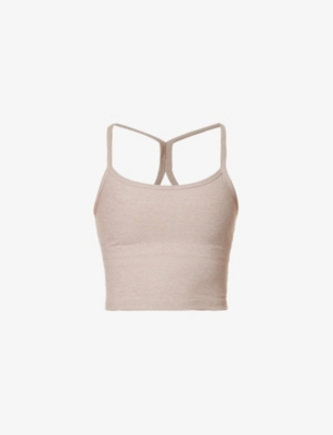 Beyond Yoga Spacedye Slim Racerback Cropped Tank In Chai