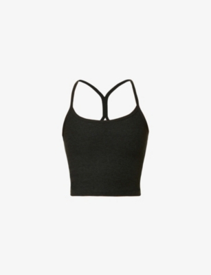 Beyond Yoga Spacedye Slim Racerback Cropped Tank In Darkest Night
