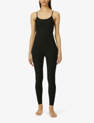 Shop Beyond Yoga Womens Darkest Night Spacedye Tapered-leg Stretch-woven Jumpsuit