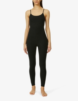 Beyond Yoga Womens Darkest Night Spacedye Tapered-leg Stretch-woven Jumpsuit Xl In Darkest Night