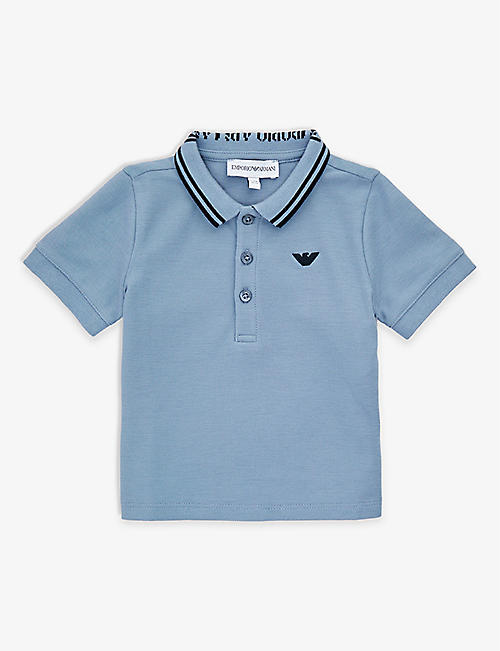 EMPORIO ARMANI: Logo-embroidered cotton-piqué polo shirt 6-36 months