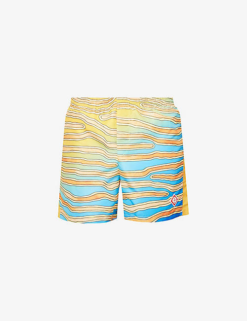 CASABLANCA: Brand-patch graphic-print swim shorts