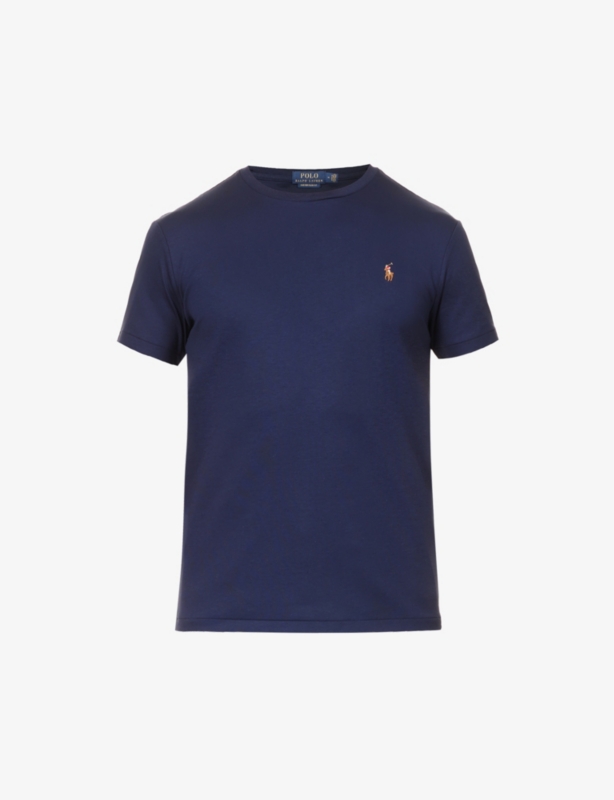 Short-sleeved logo-embroidered custom slim-fit cotton-jersey T-shirt