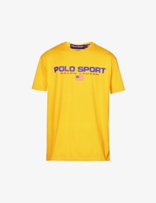 Polo Ralph Lauren Mens Coast Guard Yellow Polo Sport Graphic-print Cotton-jersey T-shirt