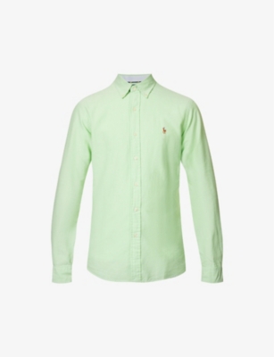 Polo Ralph Lauren Mens Oasis Green Logo-embroidered Regular-fit Cotton Oxford Shirt