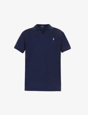 Polo Ralph Lauren Mens French Navy Logo-embroidered Open-collar Cotton-jersey Polo Shirt