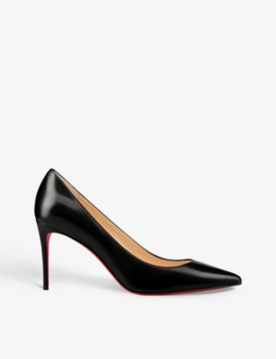 Shop Christian Louboutin Womens  Kate 85 Pointed-toe Leather Courts In Nappa Shiny Black