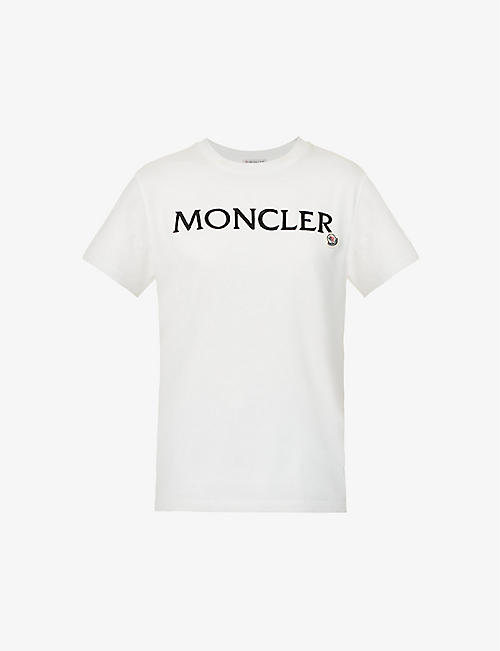 MONCLER: Brand-appliqué ribbed-trim cotton T-shirt