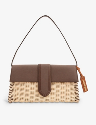 Jacquemus Off-white & Brown Le Raphia 'le Bambino Long Osier' Bag In Brown