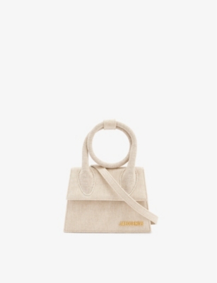 Jacquemus Light Greige Le Chiquito Noeud Linen-blend Top-handle Bag In Gris Clair