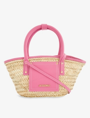 Le Panier Soleil petite palm and leather tote bag