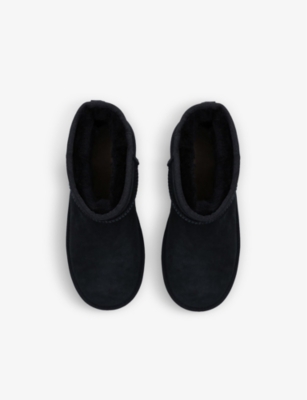 Shop Ugg Boys Black Kids Classic Mini Ii Suede And Shearling Ankle Boots 6-10 Years