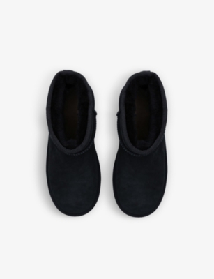 Ugg Boys Black Kids Classic Mini Ii Suede And Shearling Ankle Boots 6-10 Years In Black