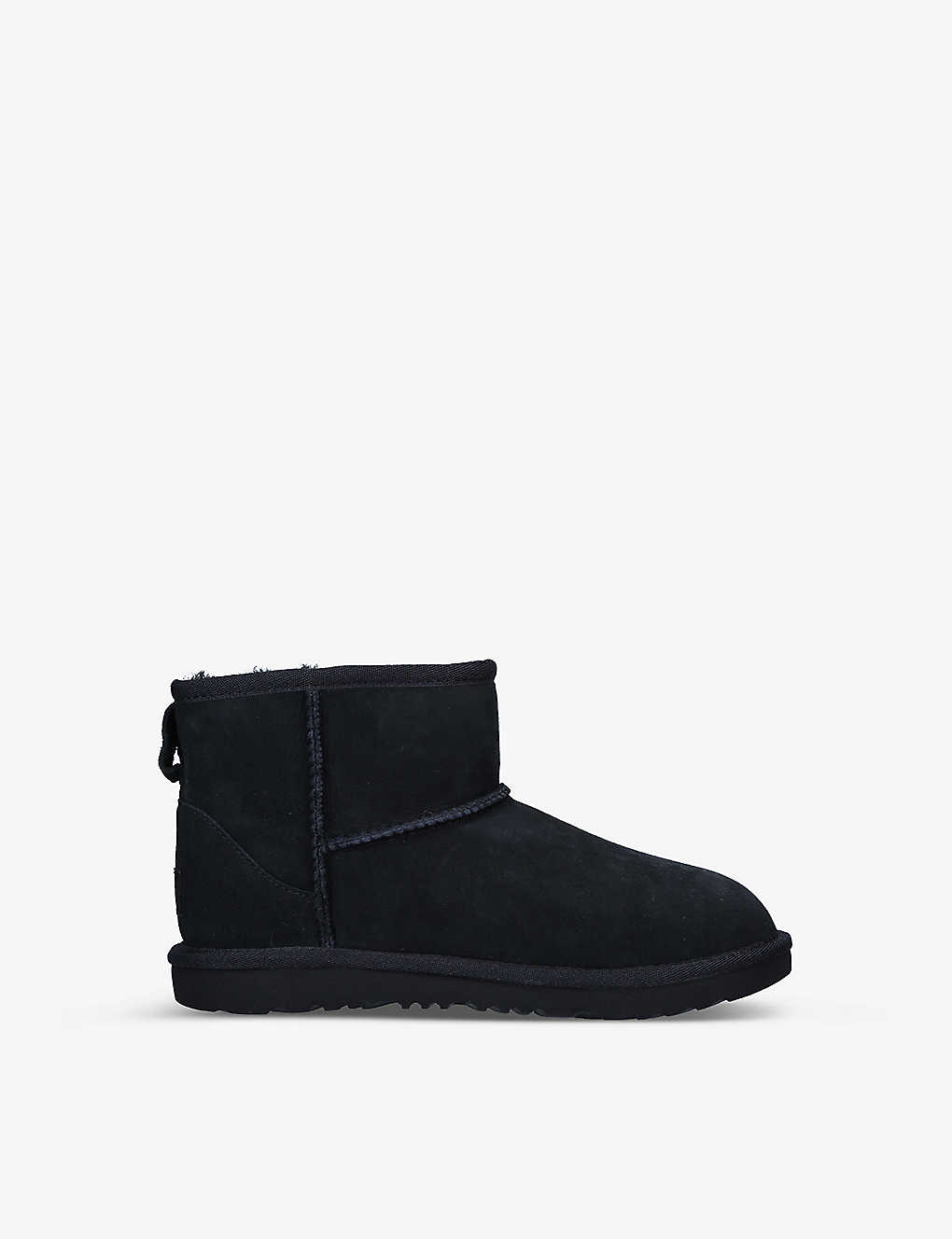 Ugg Boys Black Kids Classic Mini Ii Suede And Shearling Ankle Boots 6-10 Years