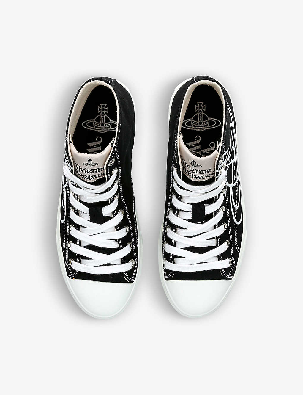 VIVIENNE WESTWOOD Logo-print high-top recycled cotton canvas trainers