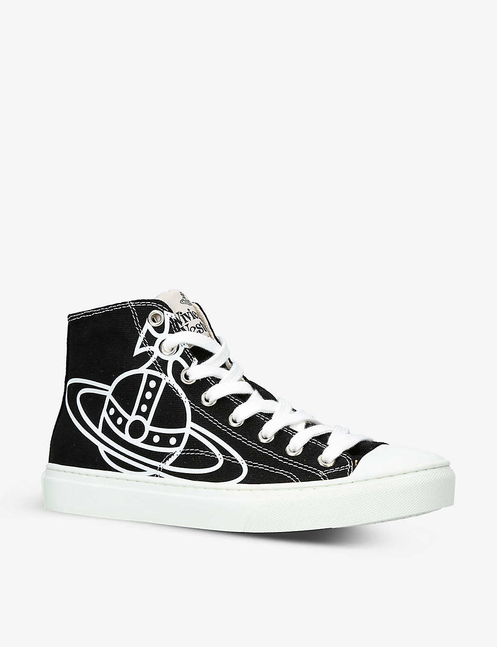 VIVIENNE WESTWOOD Logo-print high-top recycled cotton canvas trainers